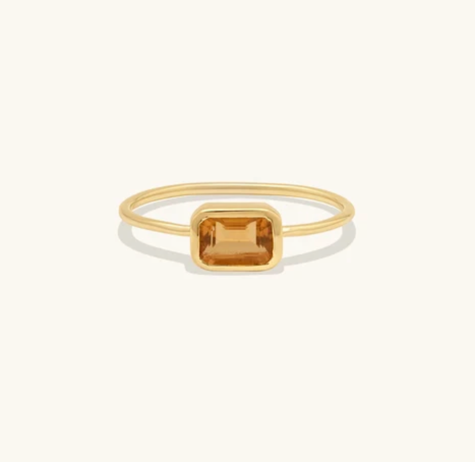 Leah Alexandra Emerald Cut Ring Citrine