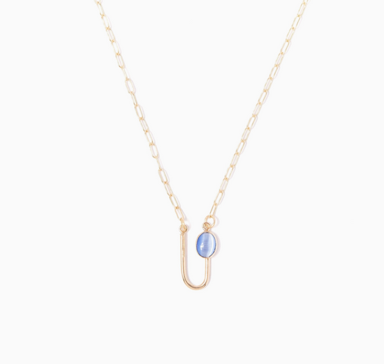 Michelle Starbuck Blue Moonstone Asymmetrical Arch Necklace