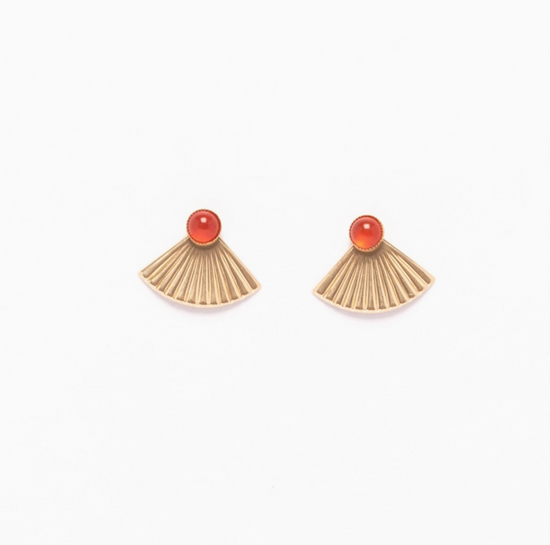 Michelle Starbuck Carnelian Mini Pleat Earrings