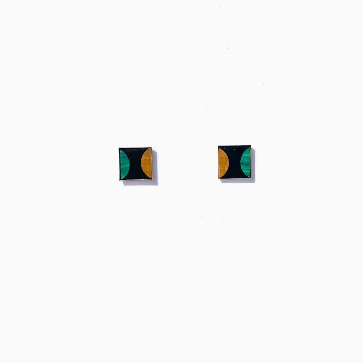Michelle Starbuck Malachite Tiger's Eye & Onyx Studs