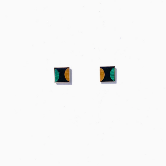 Michelle Starbuck Malachite Tiger's Eye & Onyx Studs