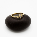 Brass Dainty Triple Moonstone Ring