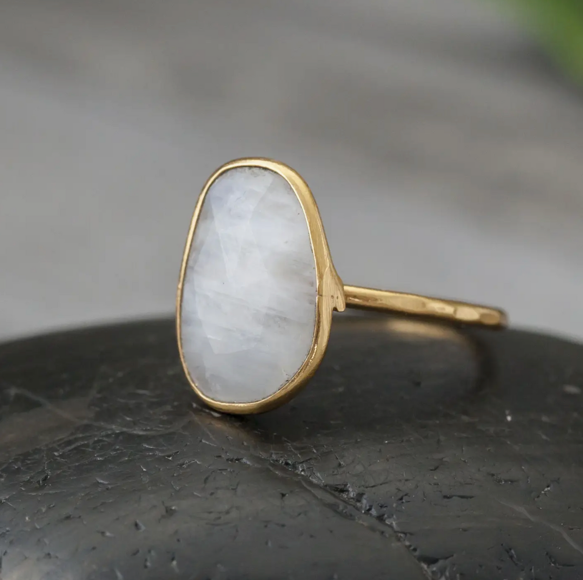 Gold Plated Faceted Ring Moonstone