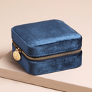 Navy Velvet Travel Jewelry Case