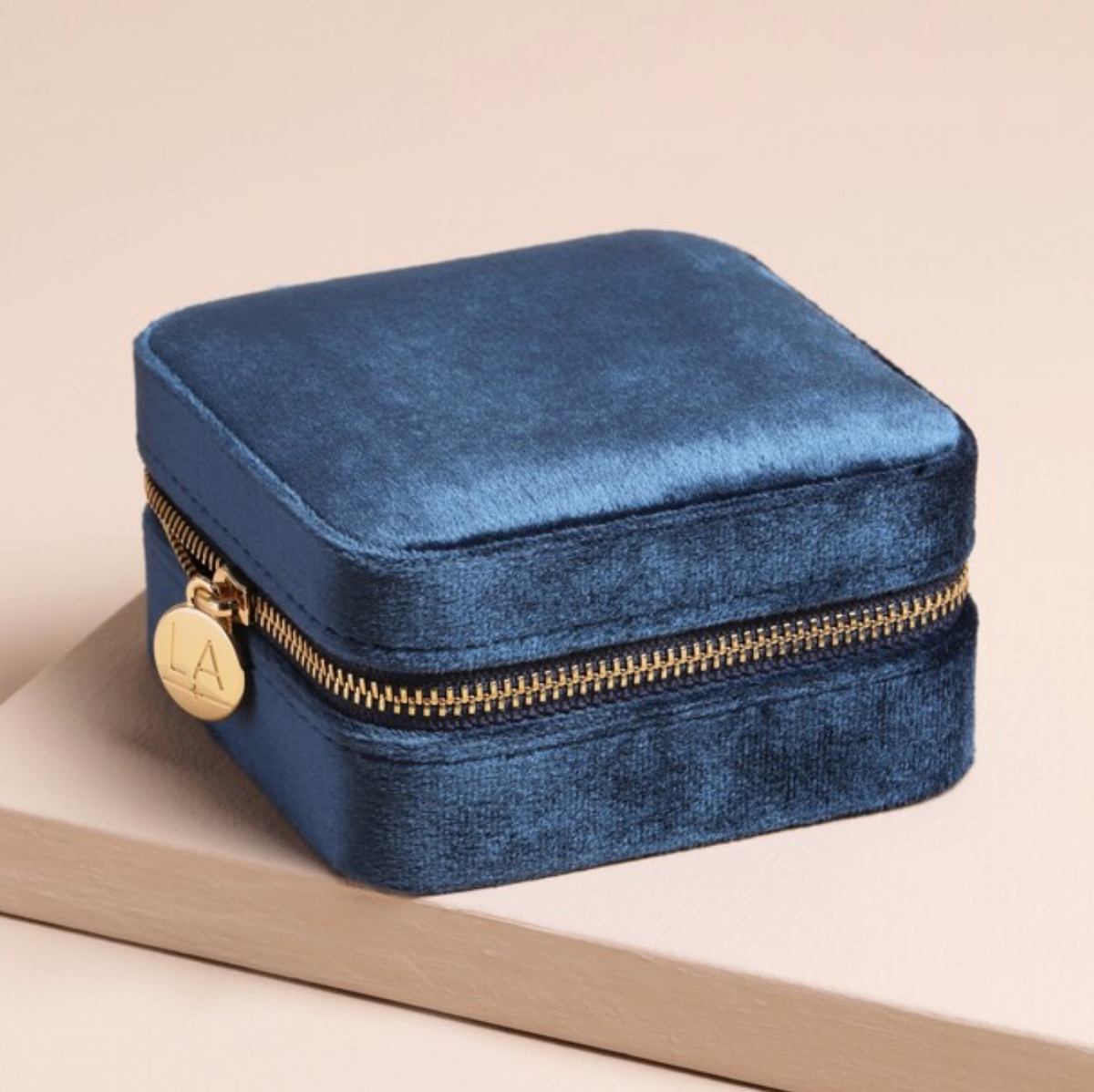 Navy Velvet Travel Jewelry Case
