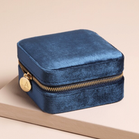 Navy Velvet Travel Jewelry Case