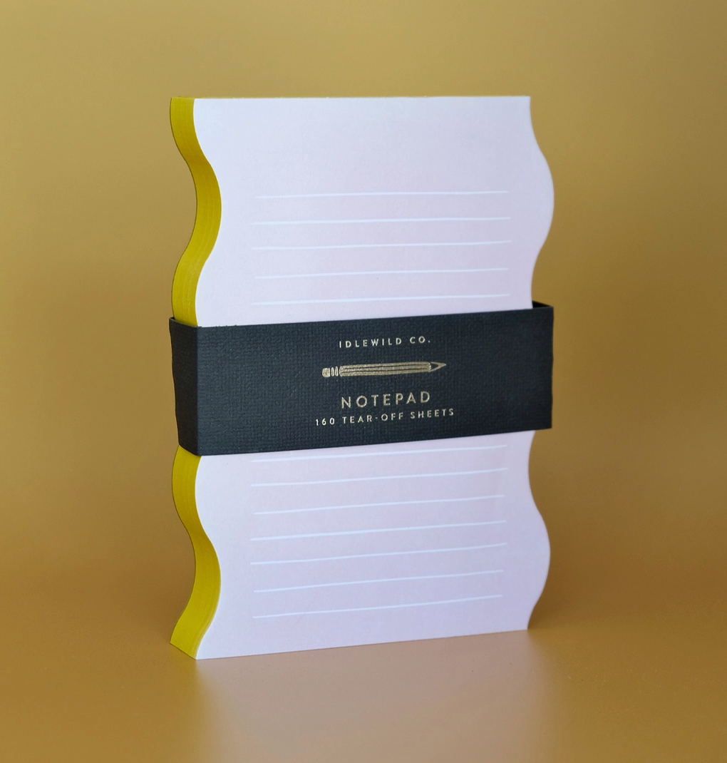 Wavy Shaped Notepad Pink & Yellow Edge