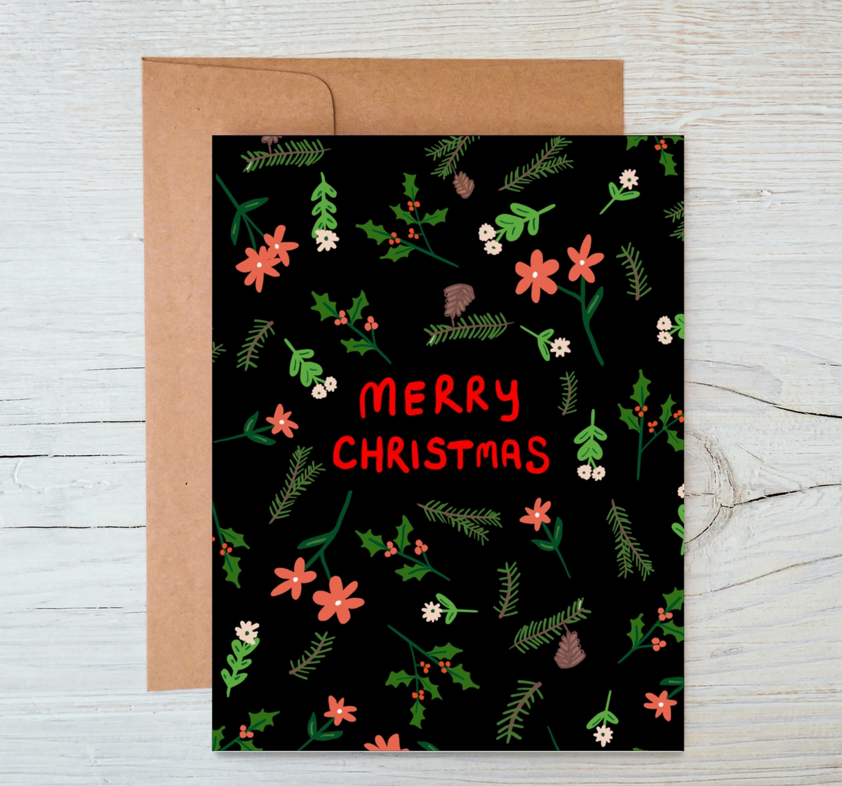 Holly Leaf Christmas Card