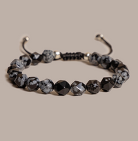 Snowflake Obsidian & Sterling Silver Bracelet