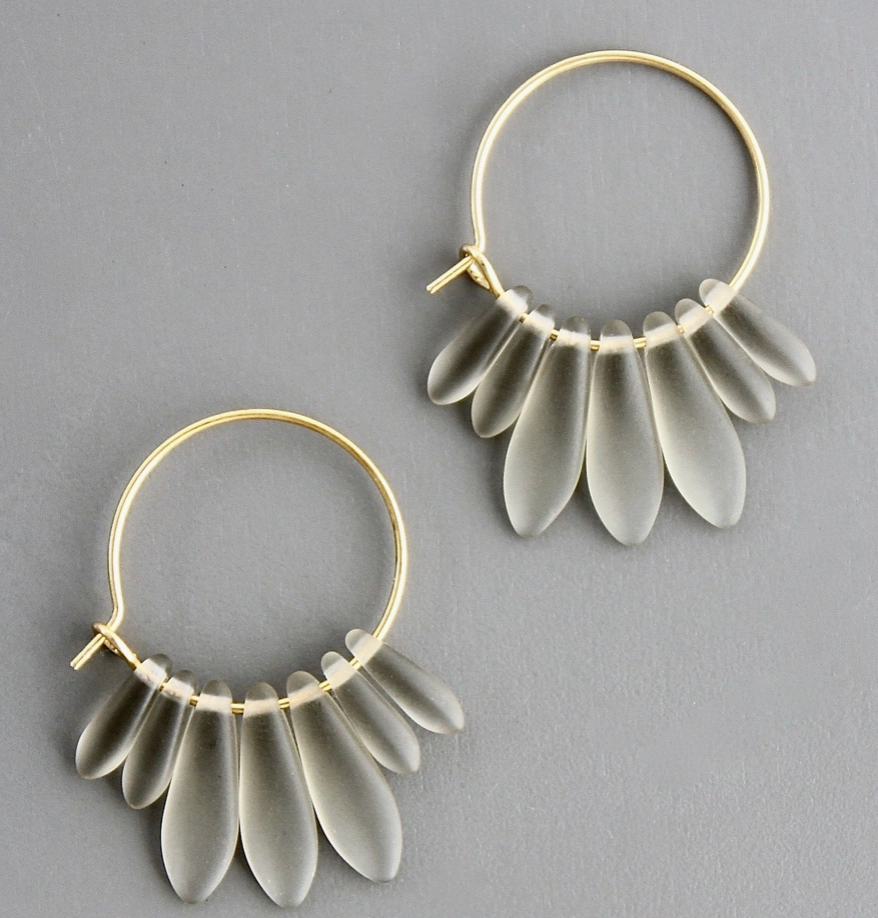 Smokey Glass Hoop Earrings