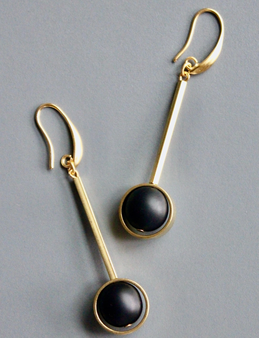 Jet Glass Earrings