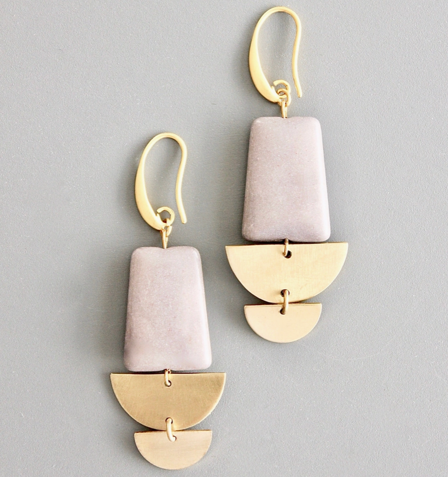 Stone & Brass Earrings