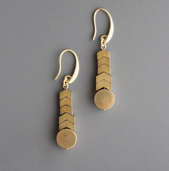 Gold Hematite & Brass Earrings