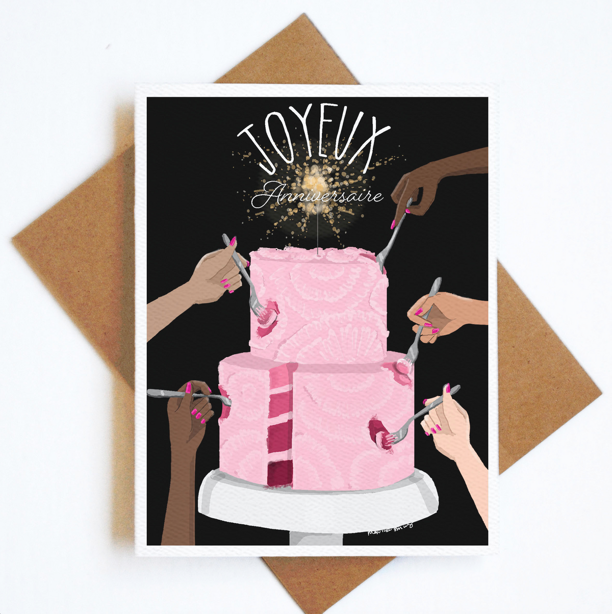 Joyeux Anniversaire Card Cake