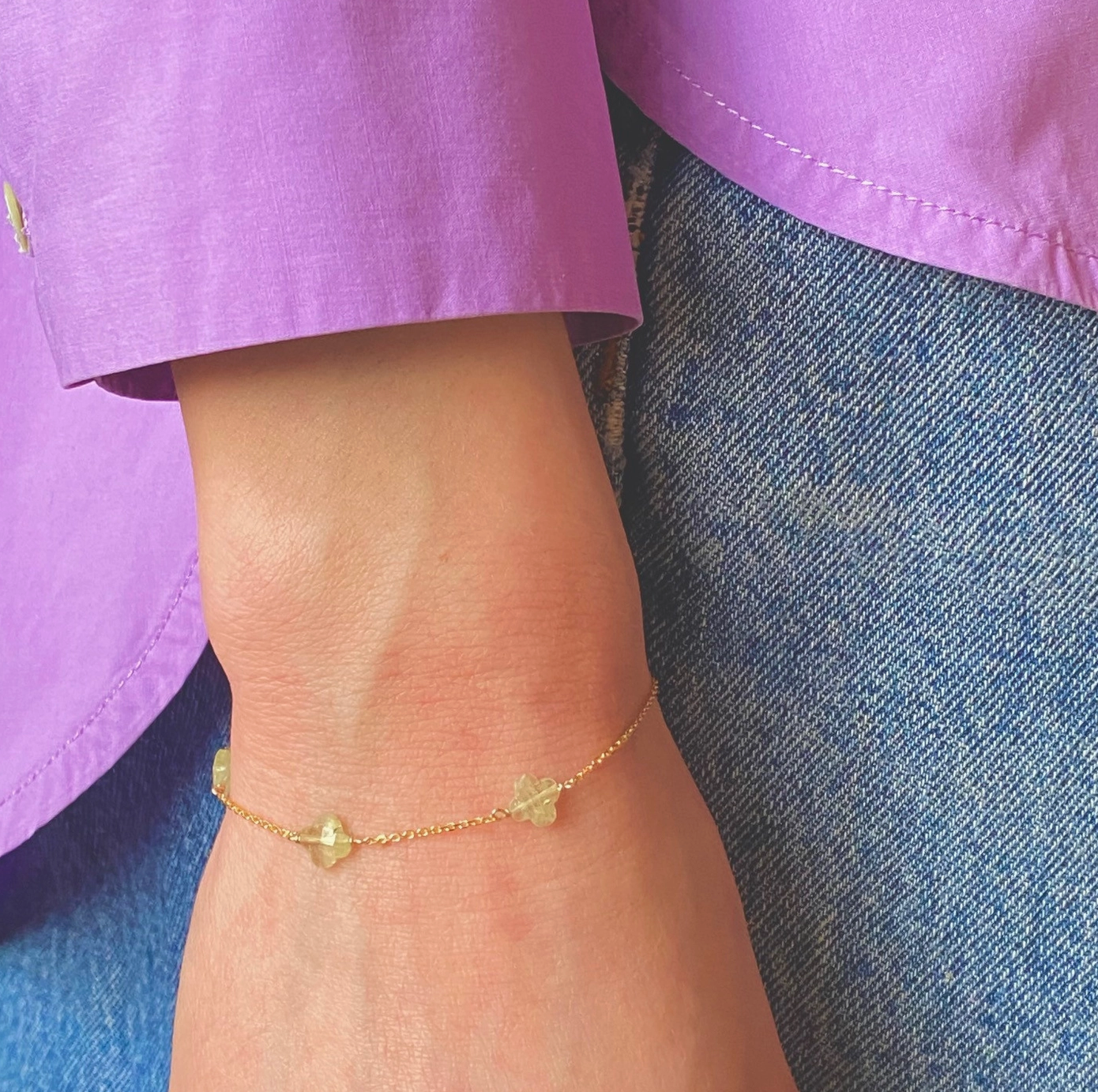 Bracelet Trèfle en Grenat Vert Sophie Deschamps