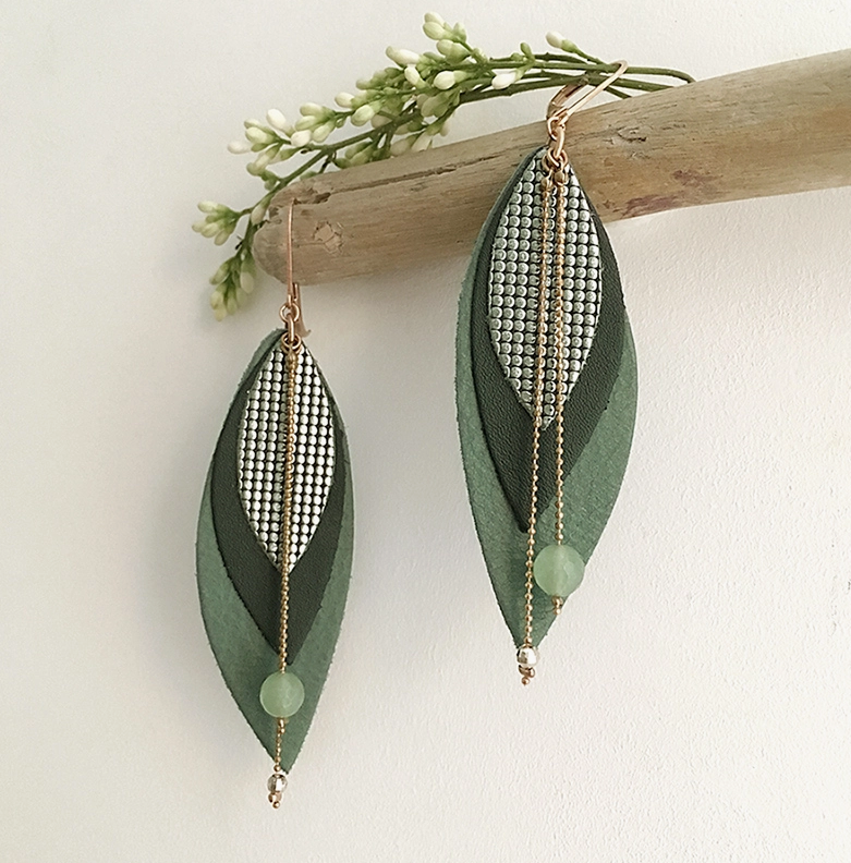 Boucles d'oreilles Pop Vert De Gris