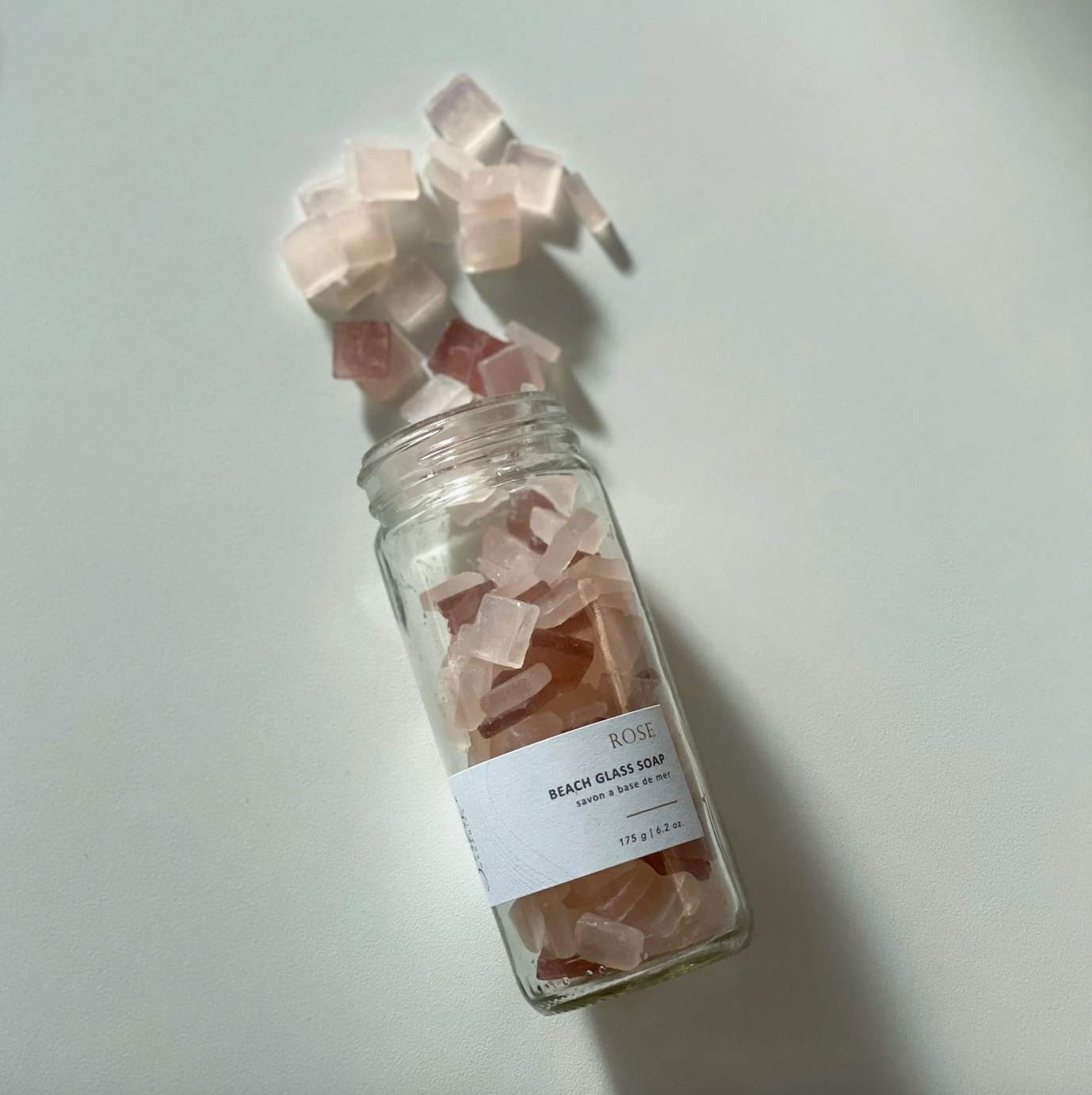 Savon en verre de plage rose