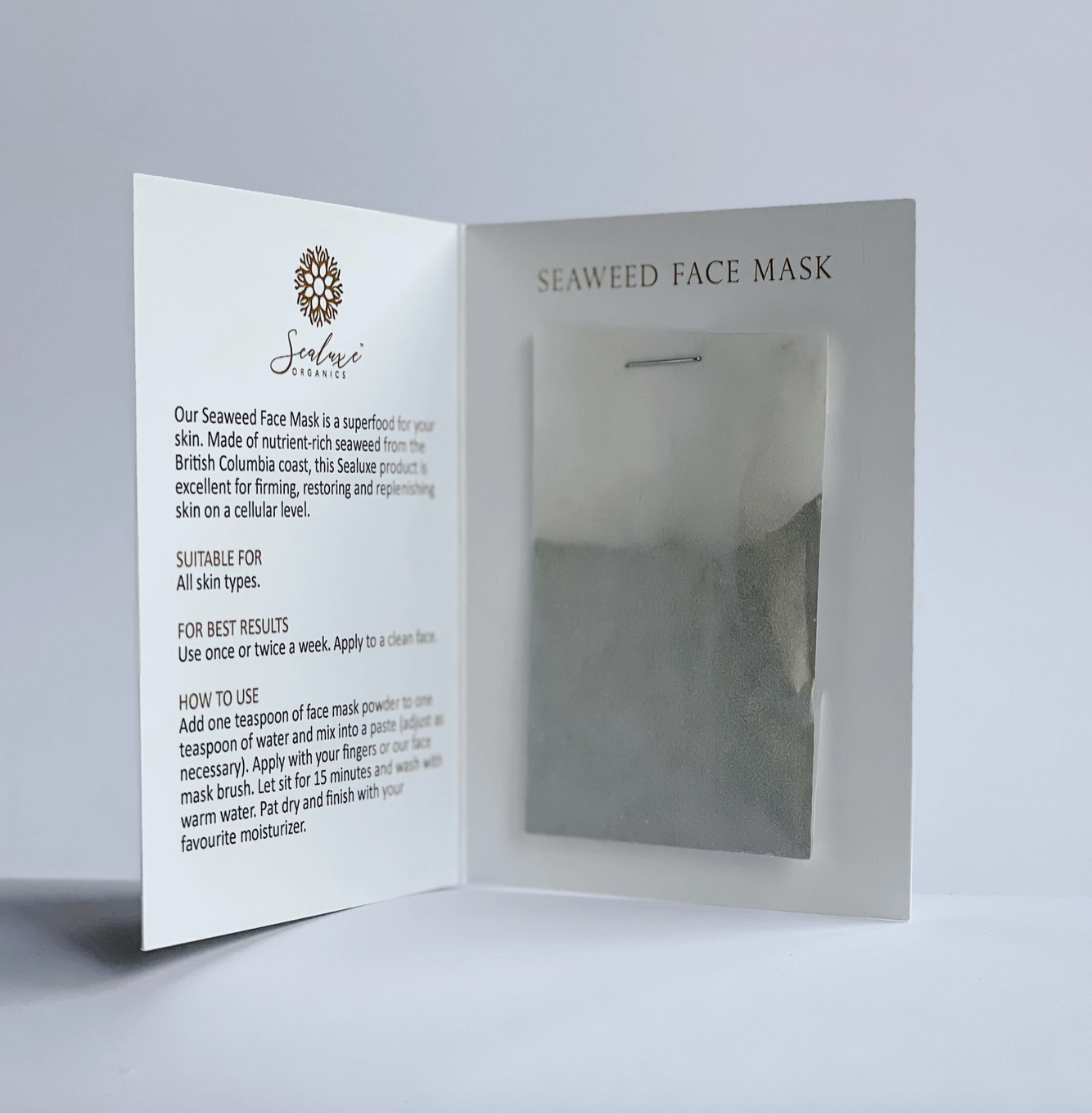 Masque facial à base d'algues en bouteille