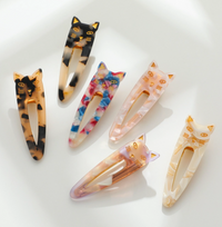 Pointed Cat Face Barrette Set Of 2
