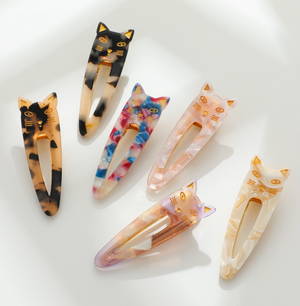 Pointed Cat Face Barrette Set Of 2