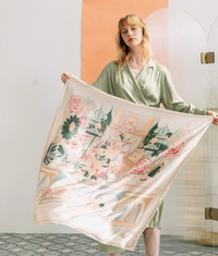 Vintage Blooms Large Silk Scarf