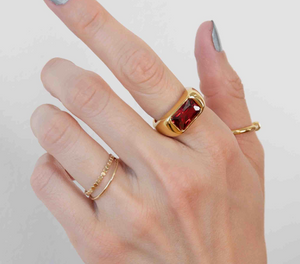 Larissa Loden Chunky Bezel Ring Red