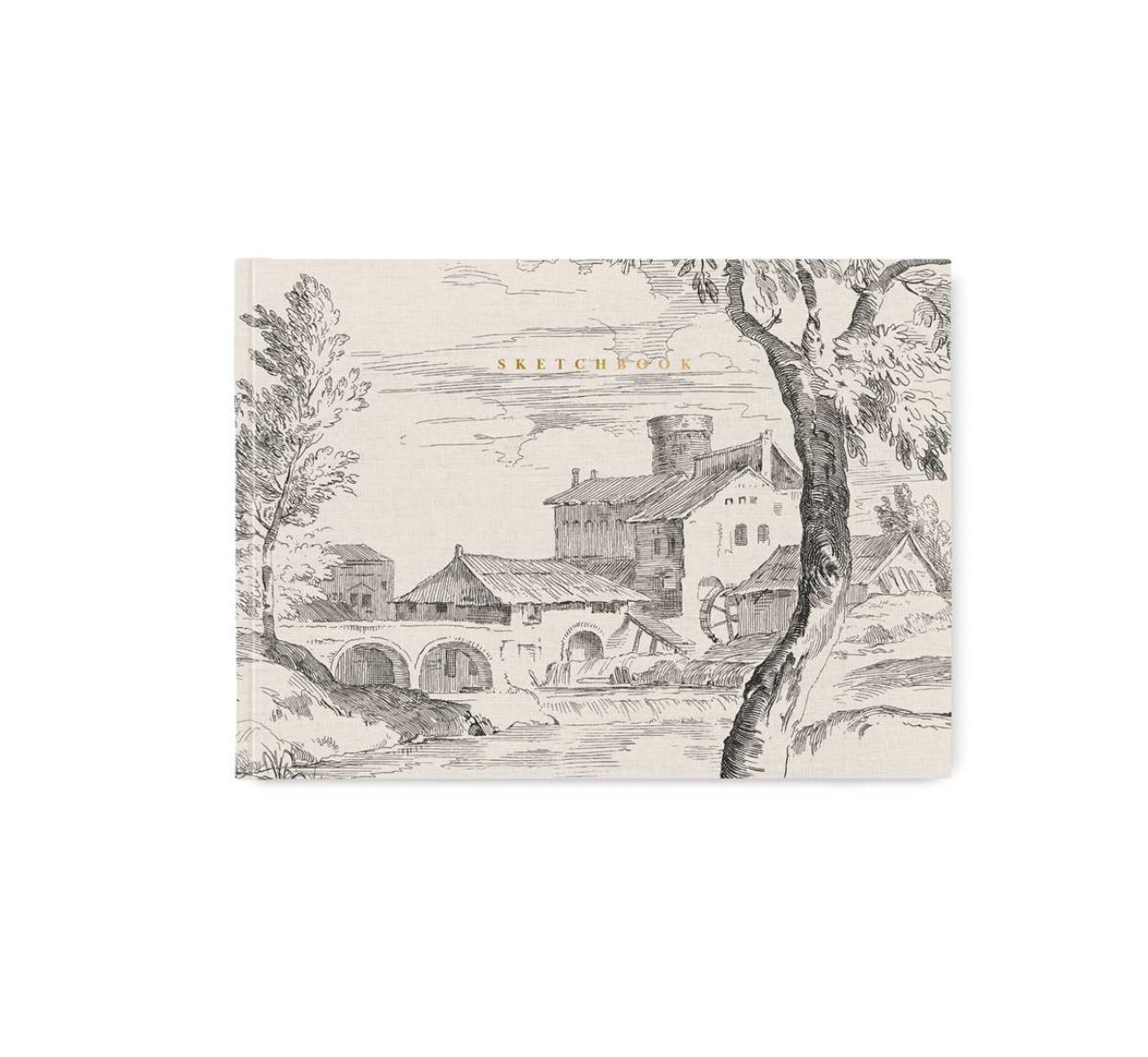 Carnet de croquis en paysage avec arbre