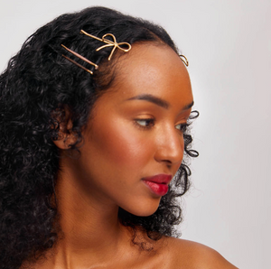 Épingles à cheveux en métal émaillé Kitsch en forme de nuage et de nœud 8 pièces Bois de rose