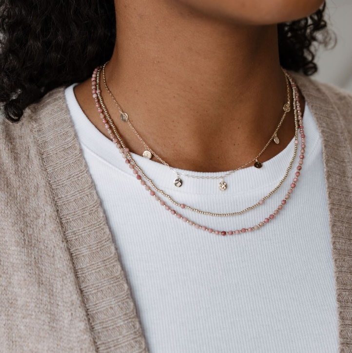 Collier Glee Always en Rhodonite Rose