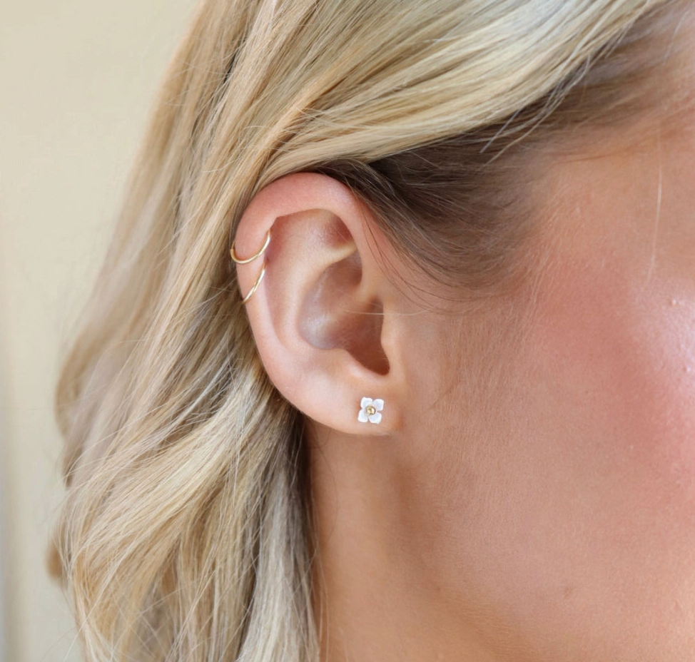 Token Mother Of Pearl Flower Studs