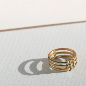 Lindsay Lewis Crosshatch Ring Brass