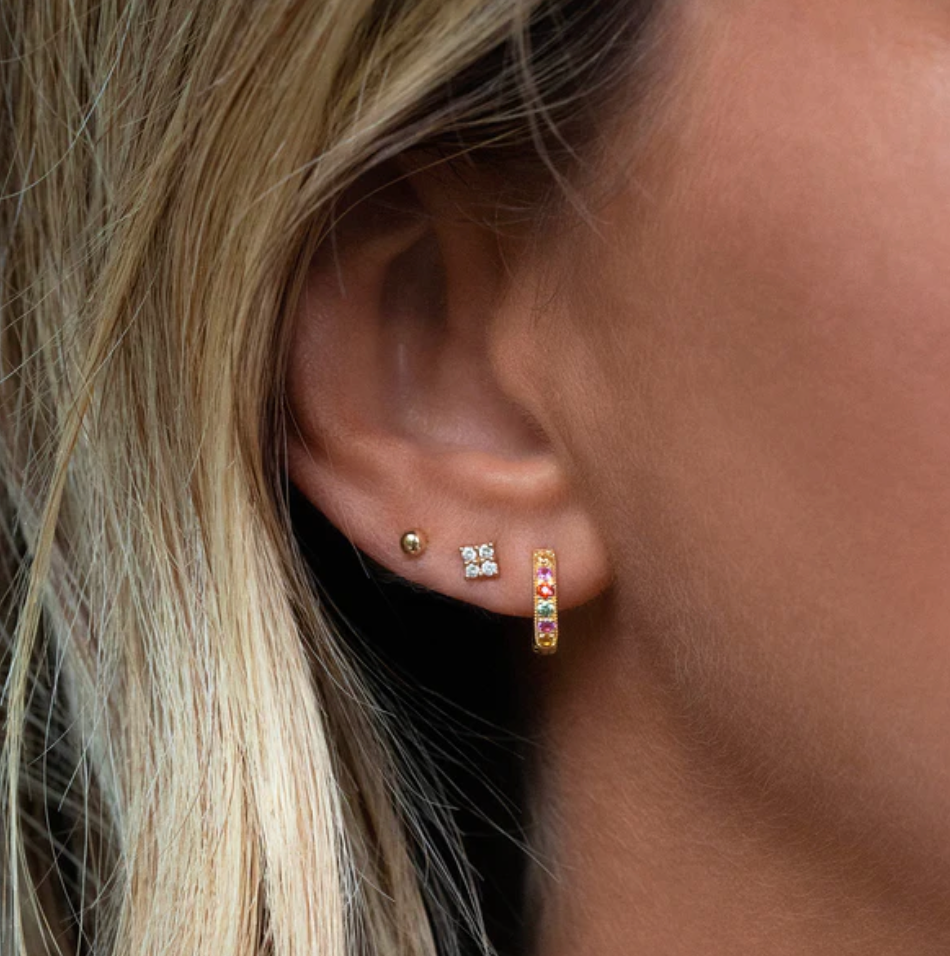 Boucles d'oreilles Pave Huggies Multi Saphir Leah Alexandra