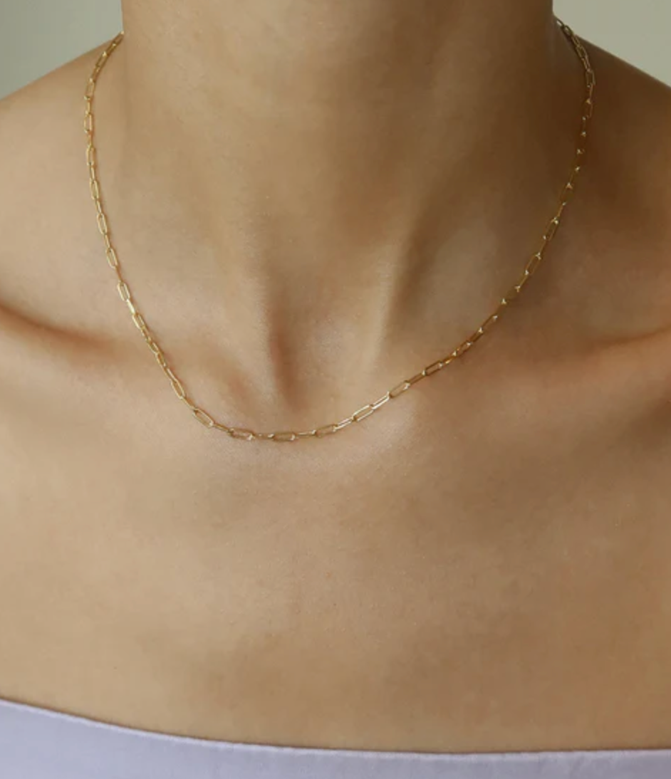 Leah Alexandra Flat Drawn Chain Necklace Gold