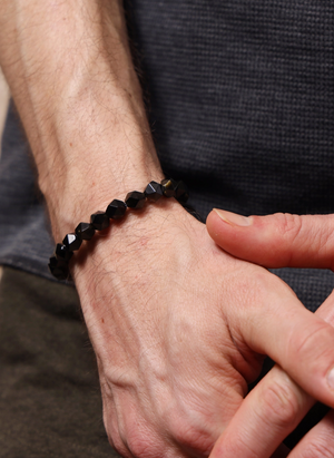 Golden Obsidian And Sterling Silver Bracelet