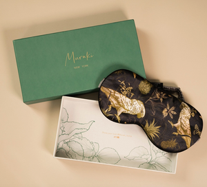 Black Parrot Silk Eye Mask