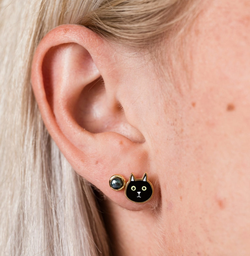 Larissa Loden Cat Stud Earrings