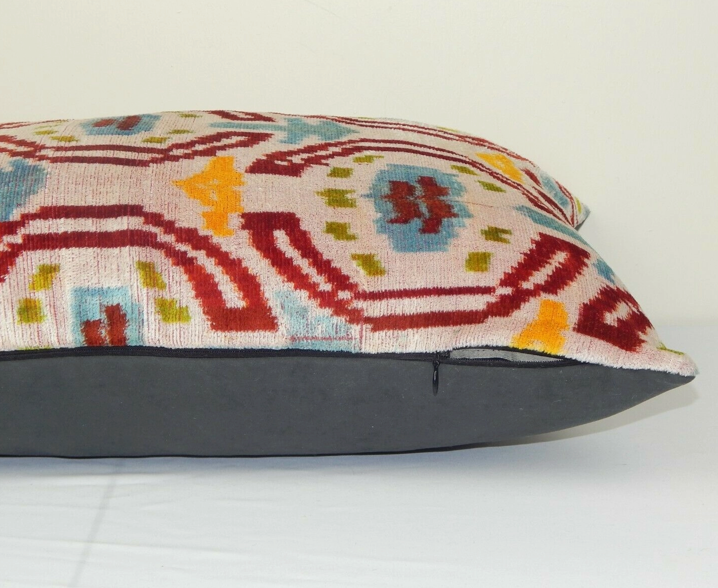 Carmine Ikat Velvet Pillow
