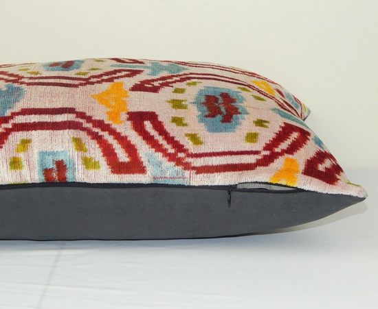 Carmine Ikat Velvet Pillow