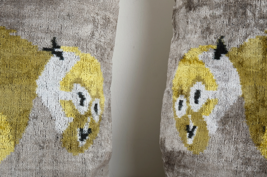 Ikat Monkey Silk Velvet Pillow