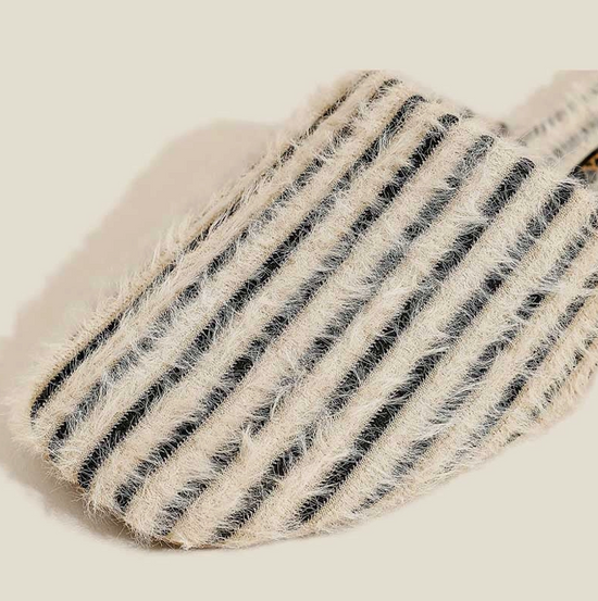 Stripe Fuzzy Slippers