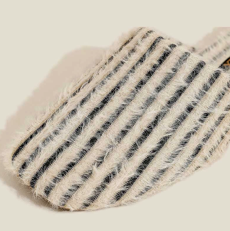 Stripe Fuzzy Slippers