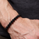 Matte Black Onyx & Sterling Silver Men's Bracelet