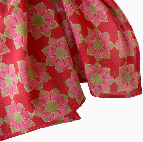 Block Print Scarf Octagonal Red