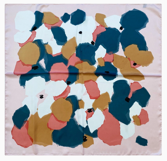 Satin Scarf Abstract Pink Floral