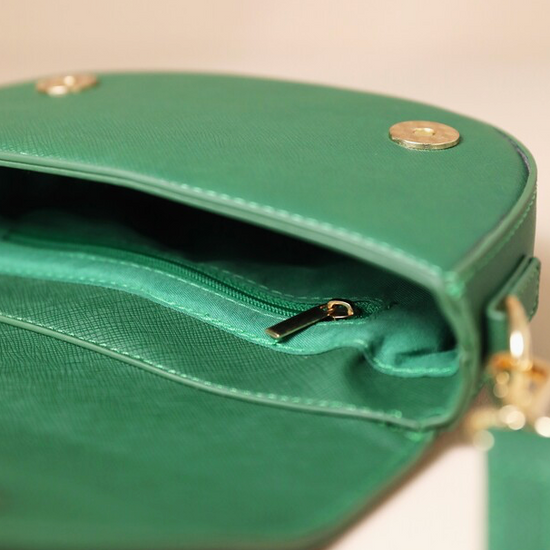 Vegan Leather Half Moon Crossbody Green
