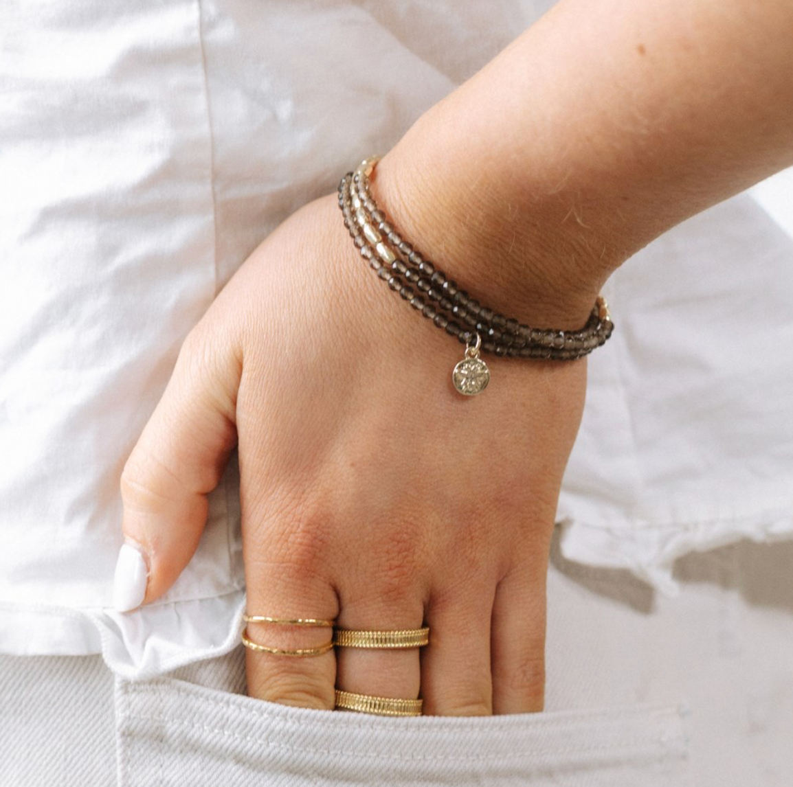 Glee Baby Bee Bracelet Smokey Quartz