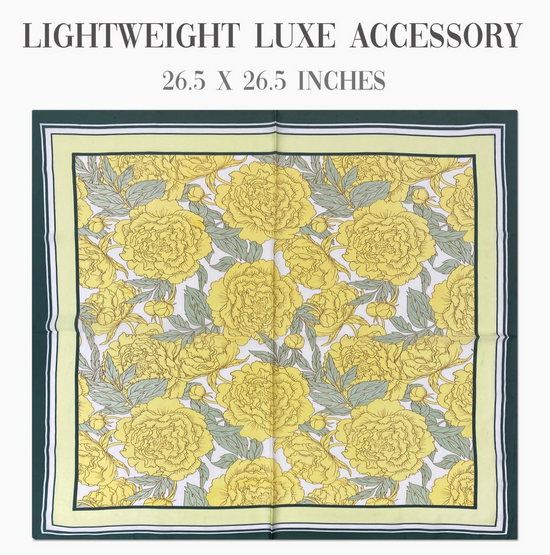 Yellow Floral Satin Scarf