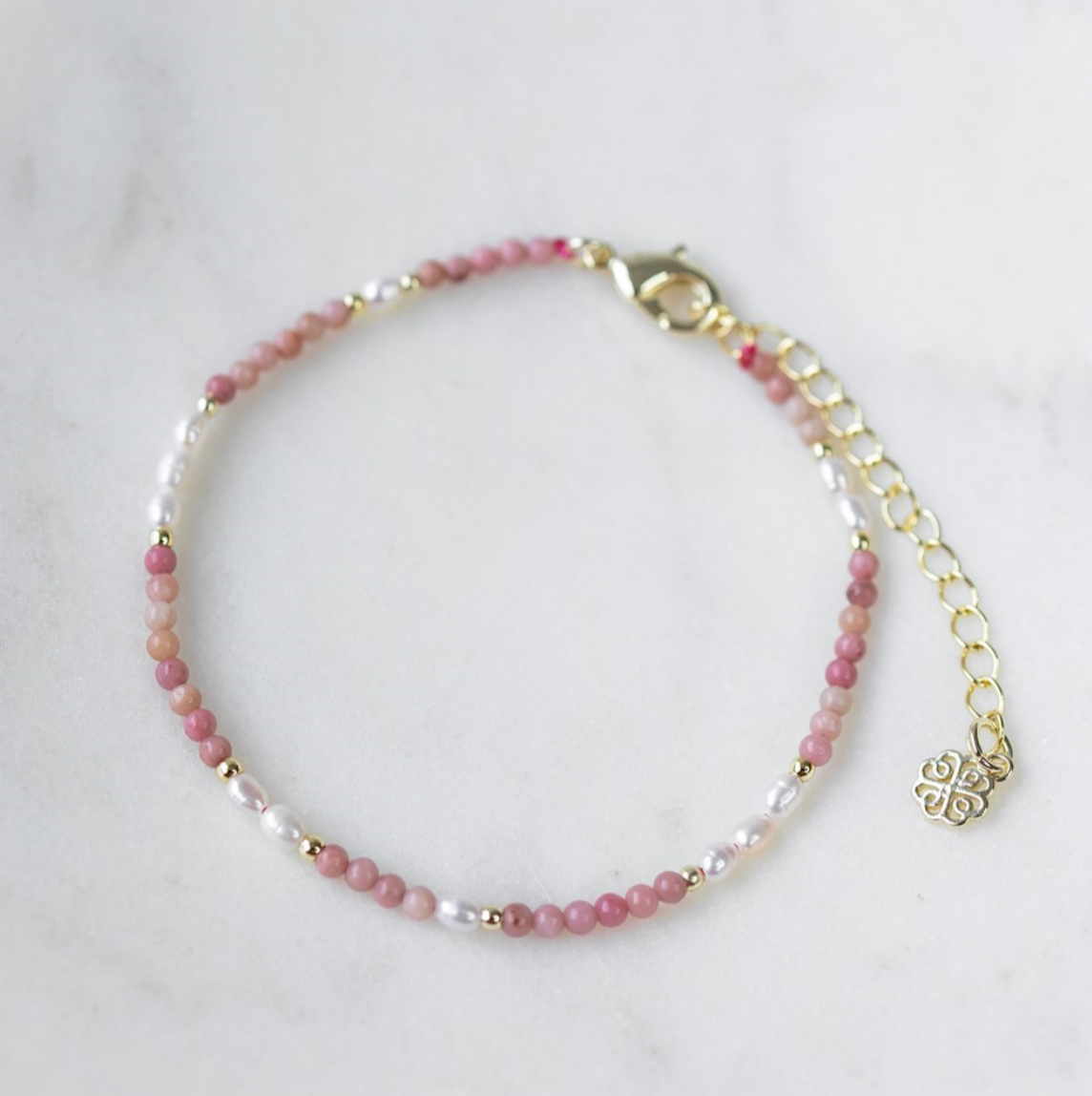 Glee Mira Bracelet Pink Rhodonite Pearl