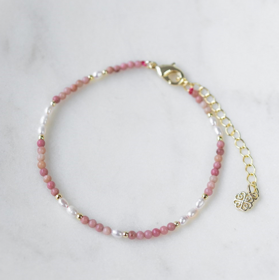 Glee Mira Bracelet Pink Rhodonite Pearl