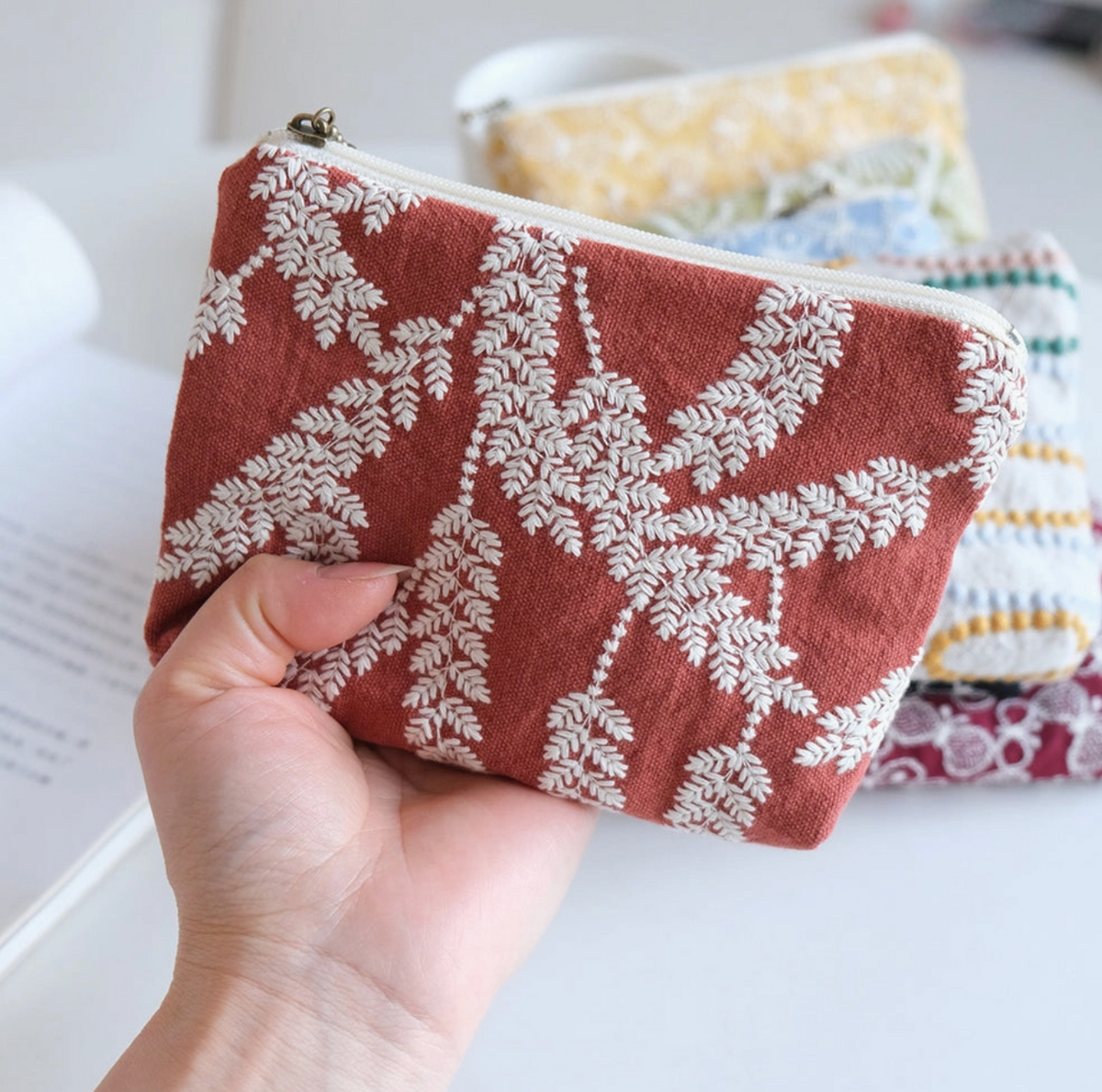 Embroidered Cosmetic Bag
